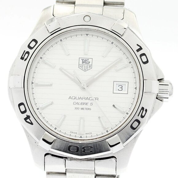 TAG HEUER Aquaracer Caliber 5 Date Silver Dial Automatic Men's - Picture 1 of 6